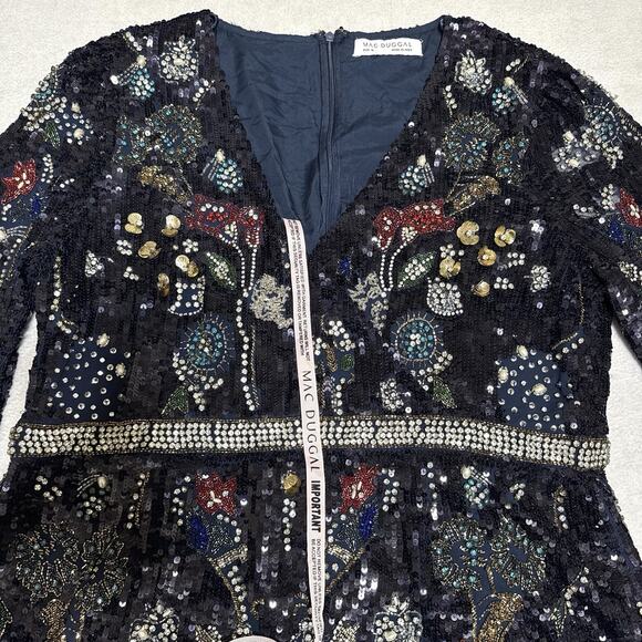 Mac Duggal 93546 Embellished Wrap Gown 18 Bishop Sleeves Formal Dress NWT $1798 - Picture 10 of 16